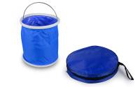 Faltbarer Eimer 9 Liter blau Outdoor mit Tasche
