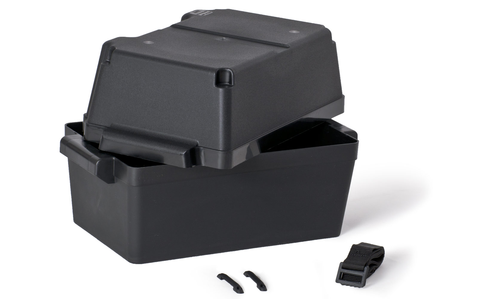 Batteriebox Batteriekasten Gr M schwarz mit Gurtband Batterie Kasten Box 