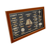 Maritime Seemannsknoten hinter Glas, Knotenkunde im Holzrahmen für Boote